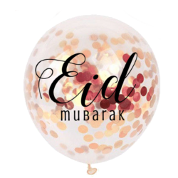 Ballonnen Eid Mubarak confetti rose gold (5 stuks)
